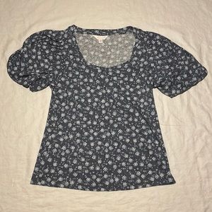 Floral Blouse with Poofy Sleeves